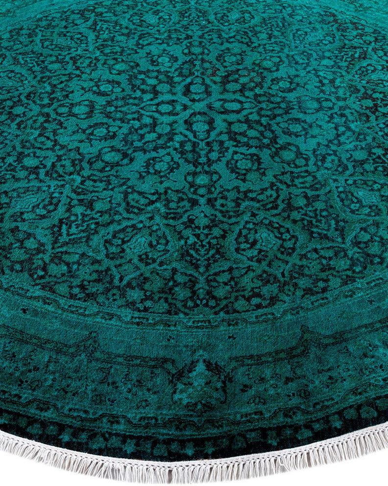 Fine Vibrance, One-of-a-Kind Hand-Knotted Area Rug Green, 6'1"x6'1"