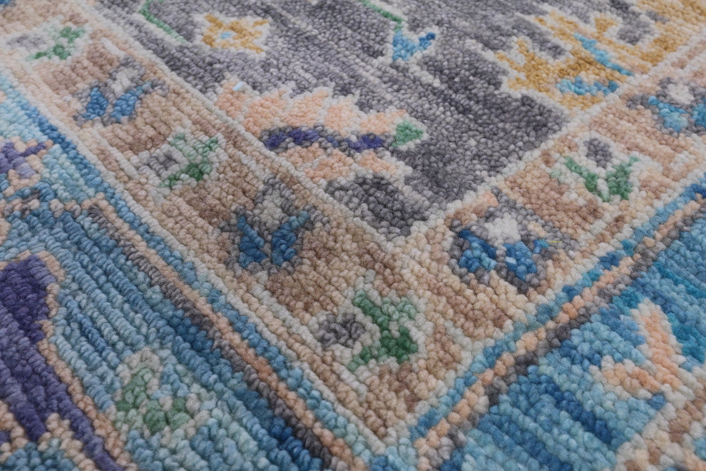 8' Square Handmade Turkish Oushak Wool Rug - Q13440