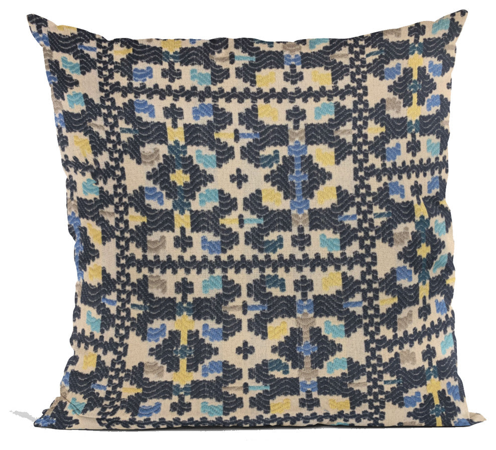 Plutus Blue Morocco Damask Luxury Throw Pillow, 24"x24"