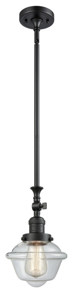Small Oxford 1-Light LED Pendant, Matte Black, Glass: Clear