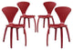 Modern Contemporary Dining Chairs Set of 4, Red, Wood