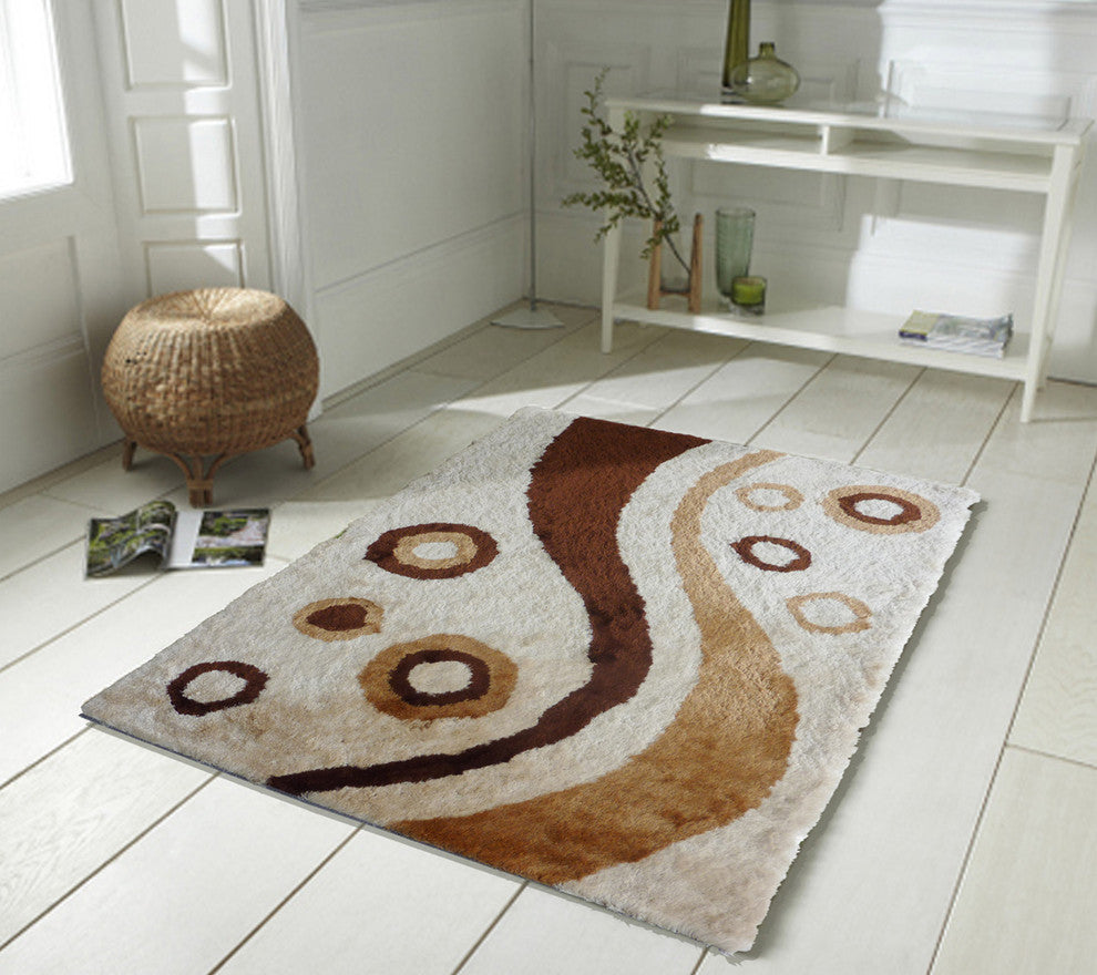 4'x6' Shaggy Beige Area Rug For Indoor Bedroom