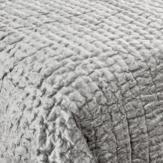 Dimitry Velvet Quilt by Kosas Home, Gray, Queen