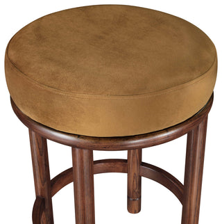 Monette Upholstered Bar and Counter Stool, Saddle, Velvet, Brown Finish