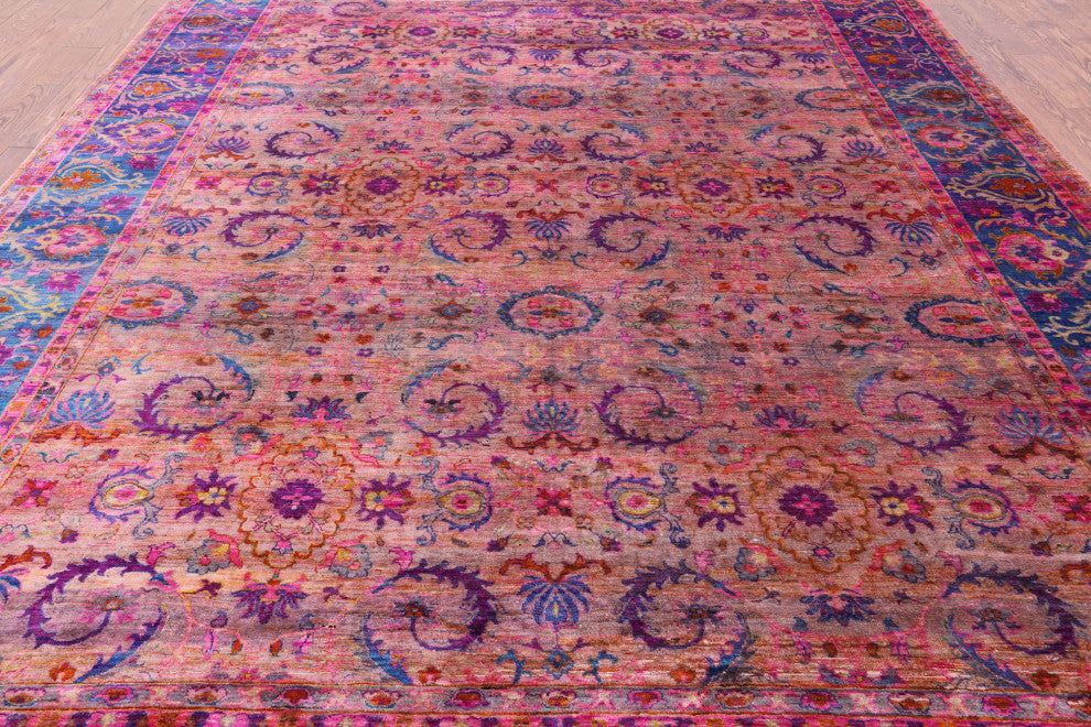 8' 11" X 12' 0" Persian Hand-Knotted Silk Rug Q6805