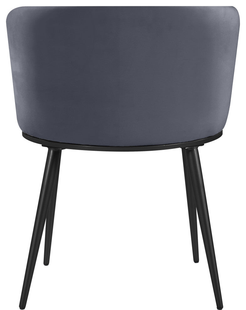 Skylar Dining Chair, Set of 2, Gray Velvet, Matte Black Iron Legs