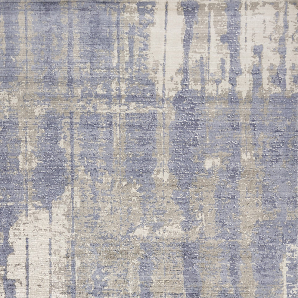 HomeRoots 5'x7' Grey Blue Hand Loomed Abstract Paint Dripping Indoor Area Rug