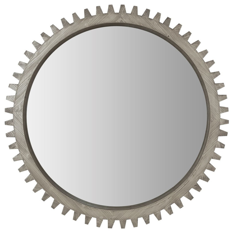Cog Gray Solid Wood Frame 44" Round Mirror