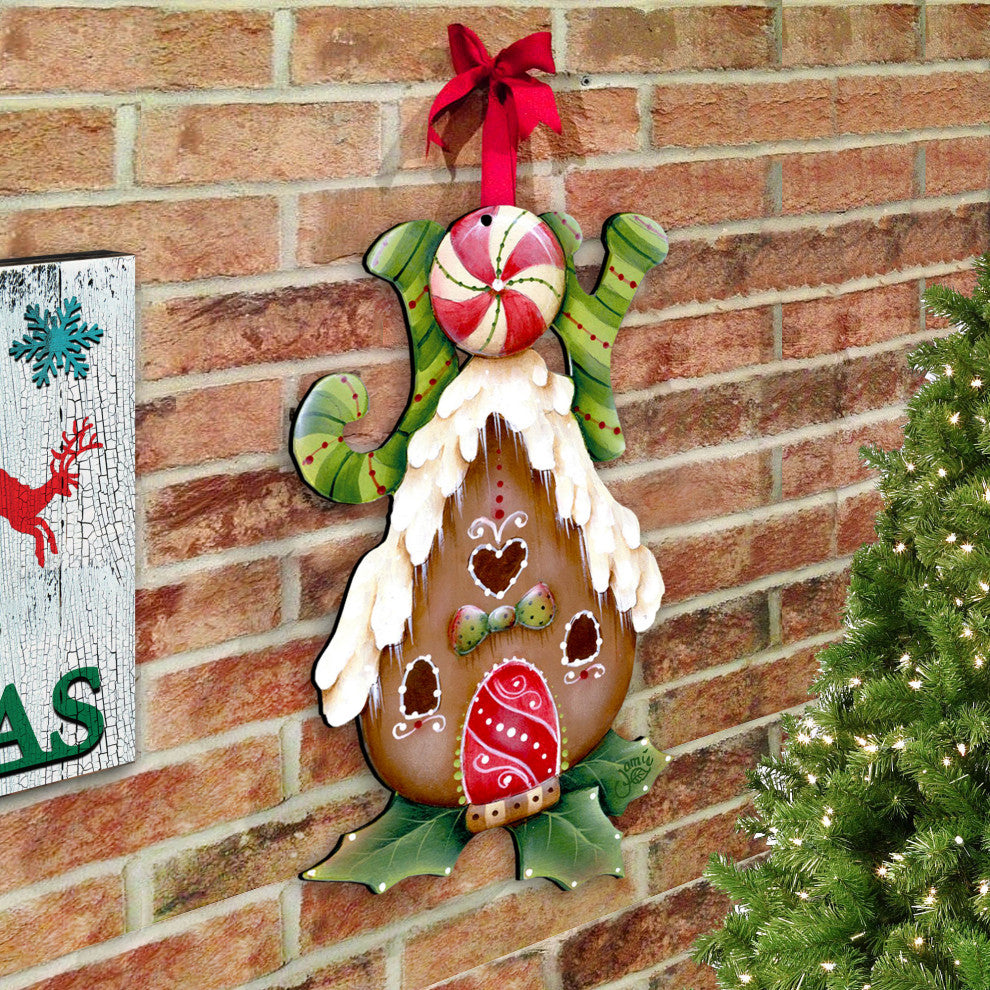 Joy Gingerbread House Door Hanger