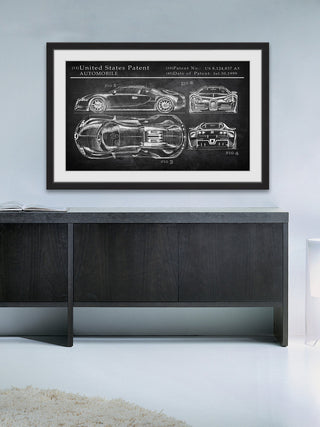 "Bugatti Chiron" Framed Painting Print, 24"x16"