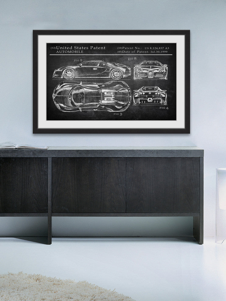 "Bugatti Chiron" Framed Painting Print, 24"x16"