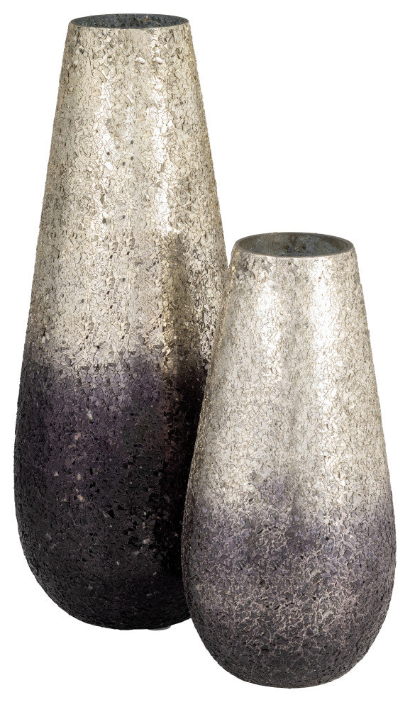 18" Crackled Vase, Gray Ombre