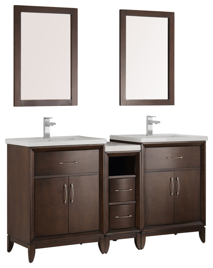 Cambridge 60" Antique Coffee Double Sink Traditional Bathroom Vanity, FFT3071CH