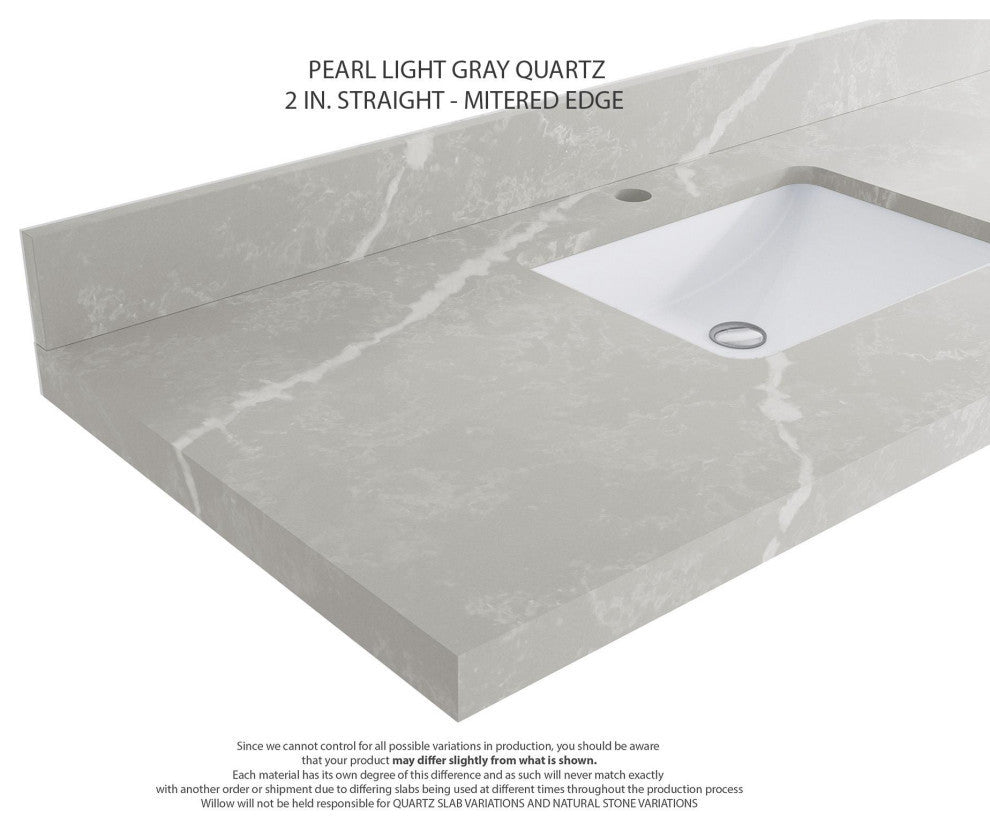 Nashville 60" Double Bathroom Vanity, White 2" Pearl Light Gray