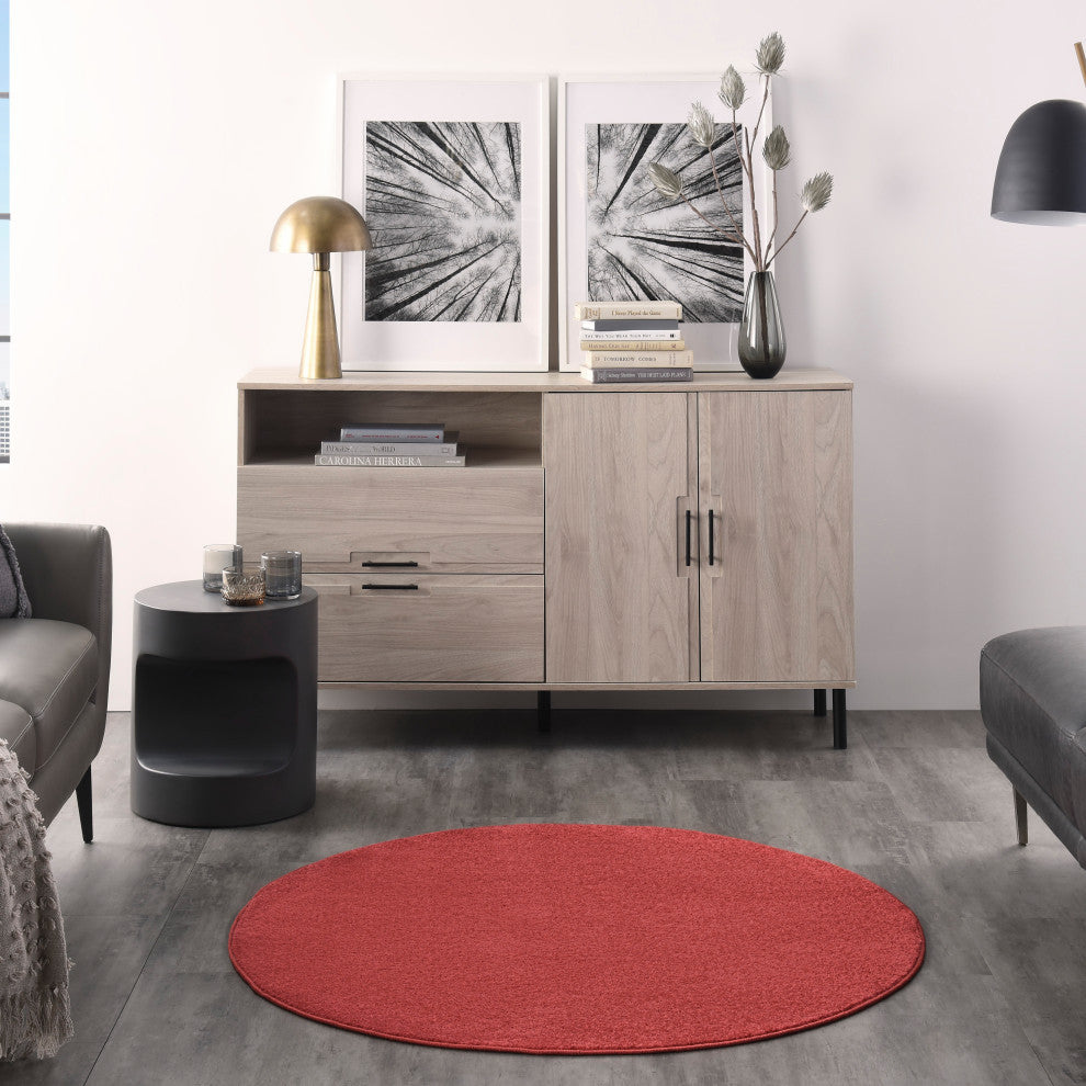 Nourison Essentials 4' x Round Brick Red Outdoor Area Rug