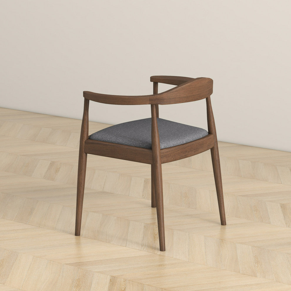 Freya Mid-Century Modern Solid Wood Upholstered Dining Chair, Grey
