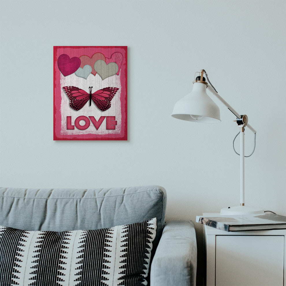 Butterfly Love Heart Pink Design, 16"x20"