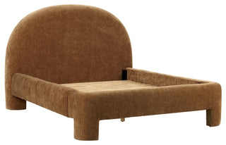 Nina Upholstered Platform Bed, Brown, Queen