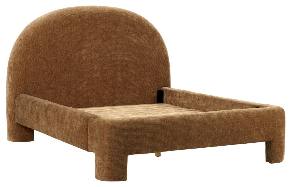 Nina Upholstered Platform Bed, Brown, Queen