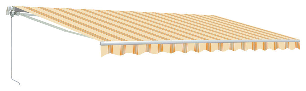 Aleko Retractable Motorized Awning, 16'x10', Multistripe Yellow