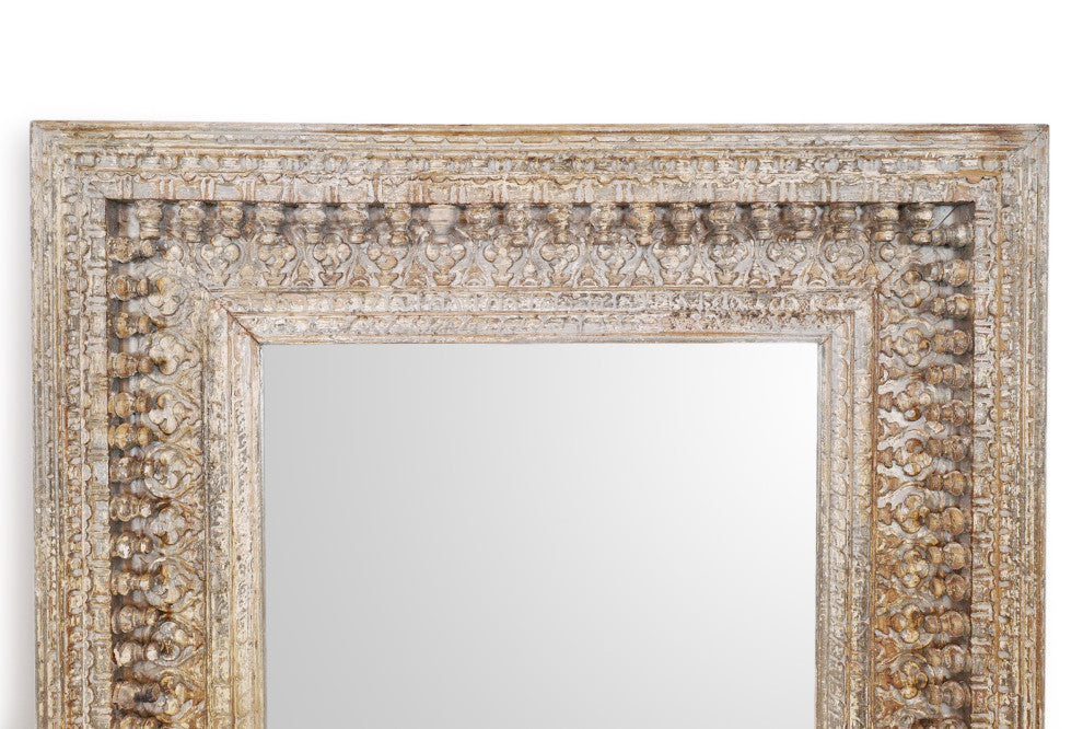 Grey Wash Carved Architectural Mirror