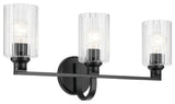 24.25" 3-Light Vanity Light With Clear Fluted Glass
