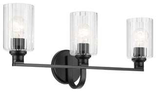 24.25" 3-Light Vanity Light With Clear Fluted Glass