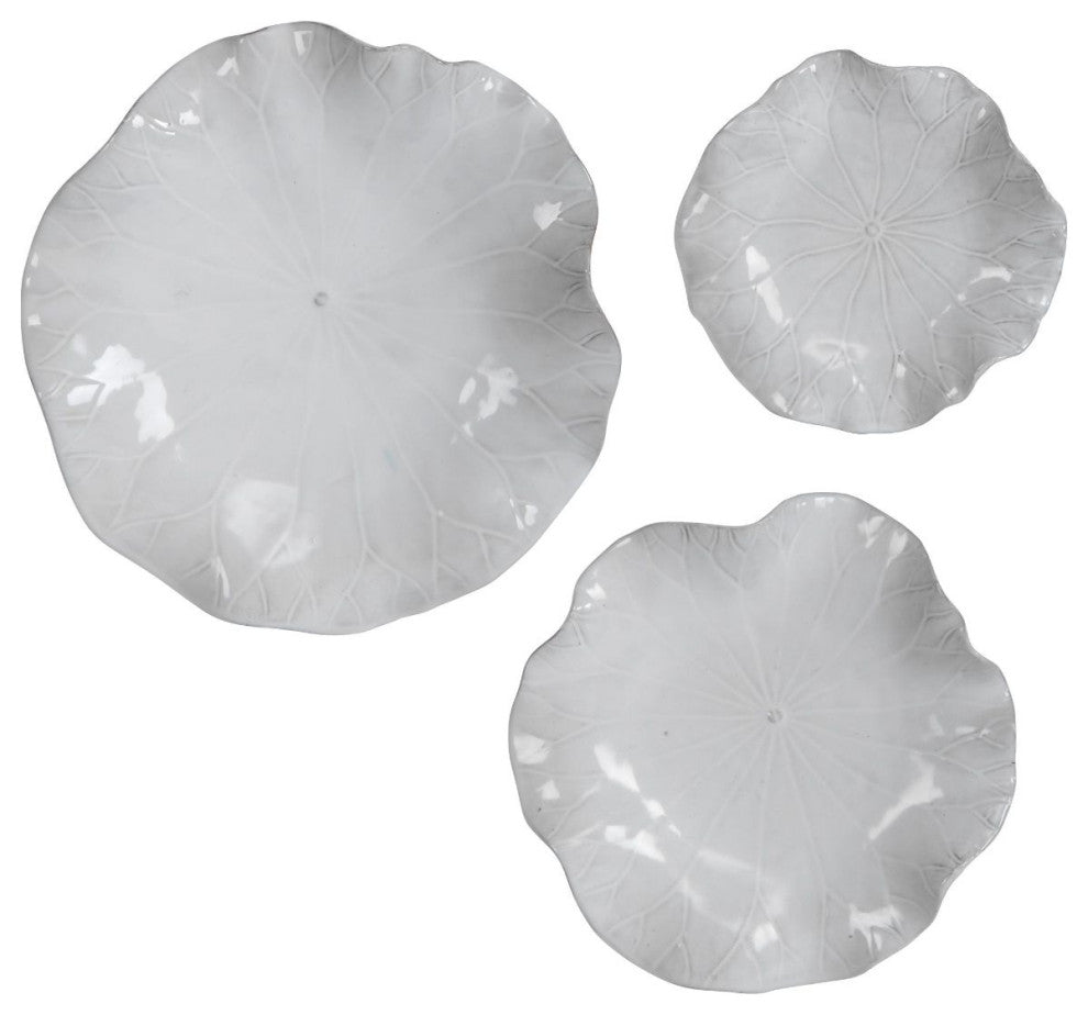 Uttermost Abella Ceramic Wall Decor, Set of 3, White