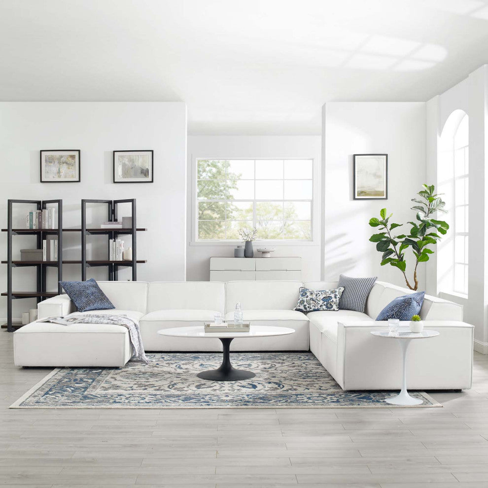 Modular Sectional Sofa Set, White, Fabric, Modern, Lounge Hotel Hospitality