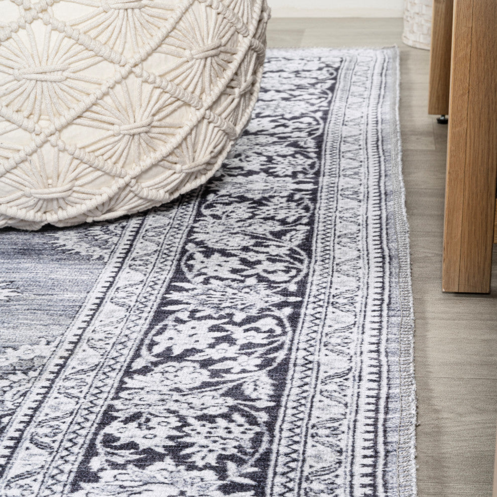 Bausch Distressed Chenille Washable Gray/White 3 ft. x 5 ft. Area Rug