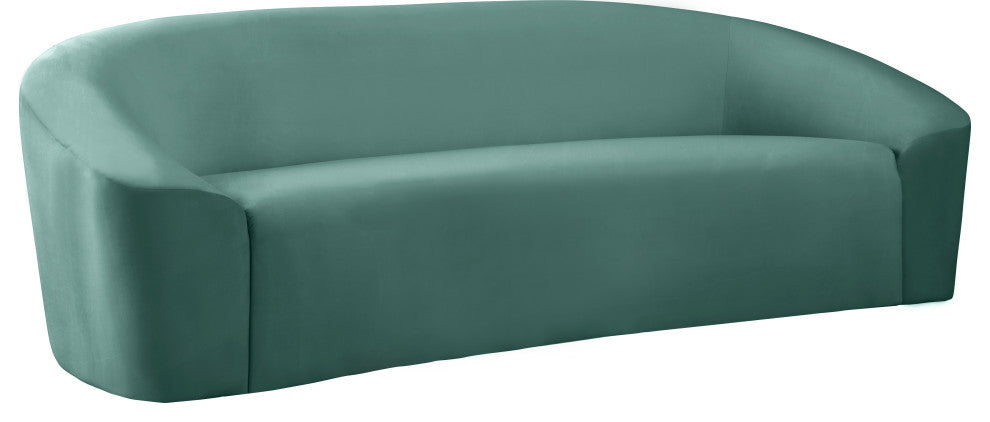 Riley Velvet Upholstered Rounded Sofa, Mint