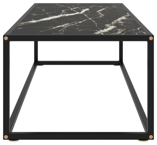 vidaXL Coffee Table End Table Accent Sofa Table for Bedroom Black Marble Glass