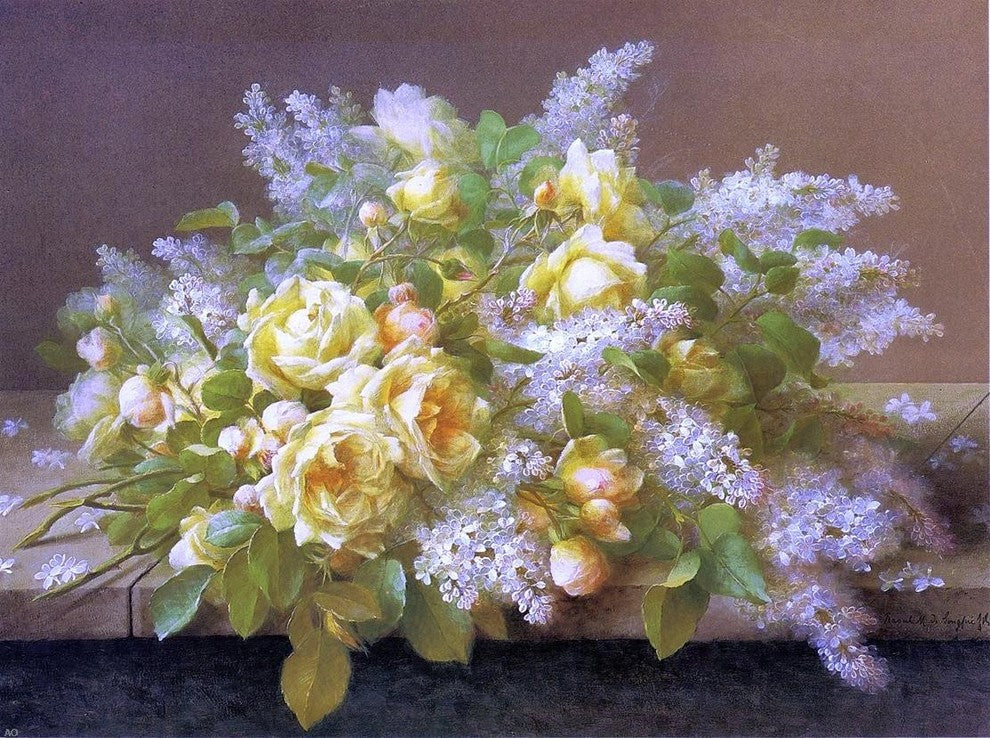 Raoul Paul Maucherat De Longpre Yellow Roses and Lilacs Wall Decal
