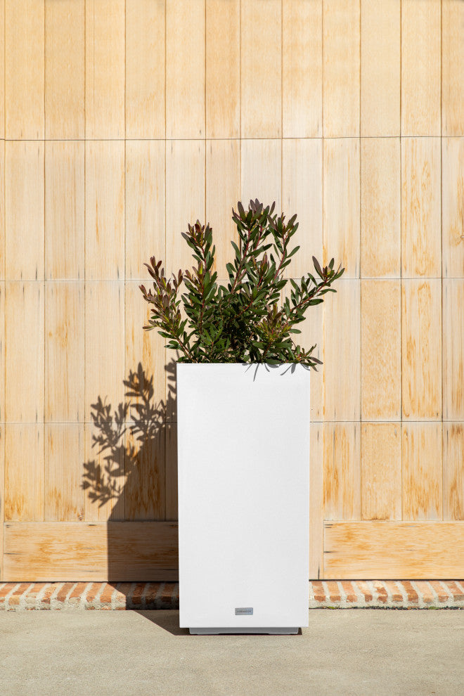 Veradek Block Series Pedestal Planter, White, Tall