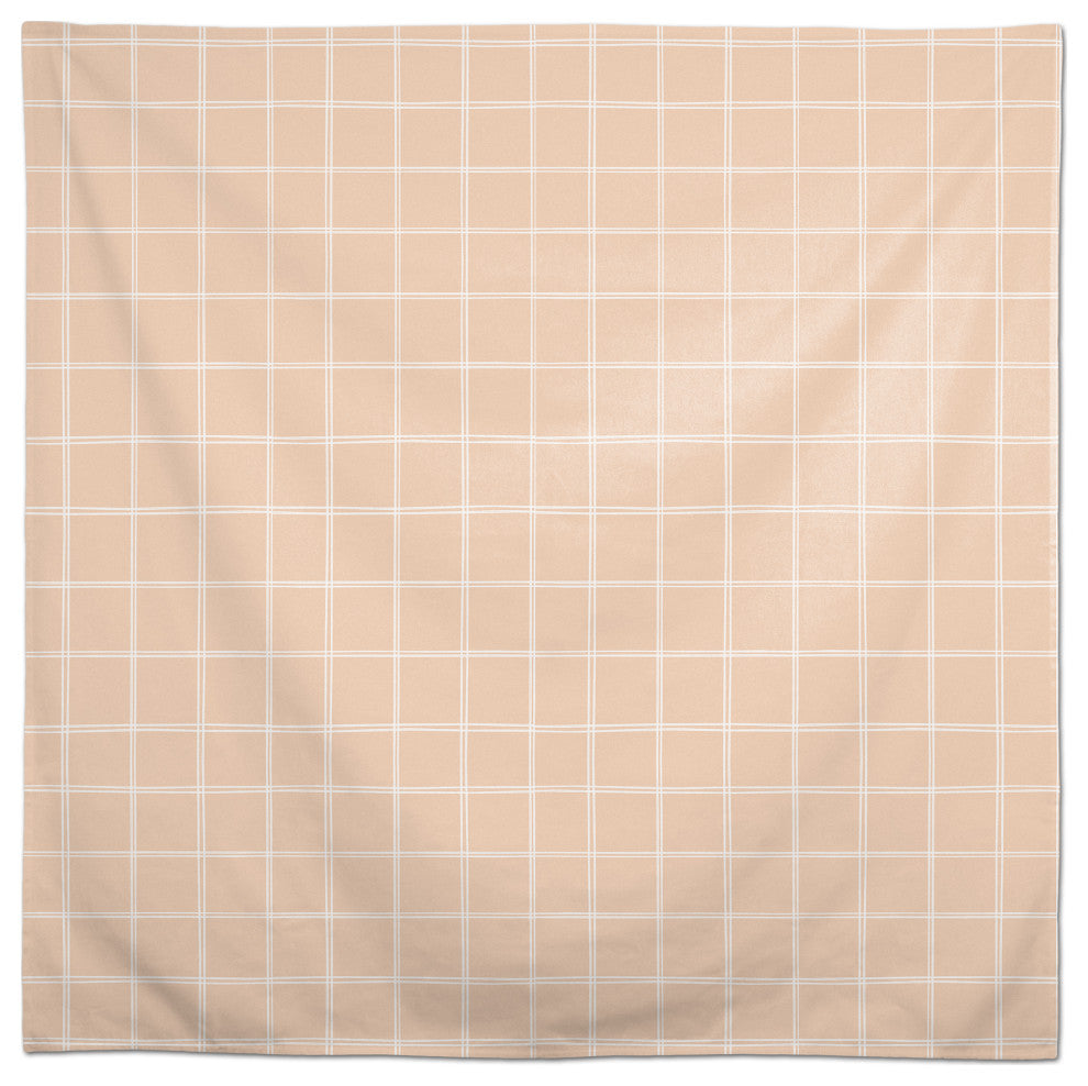 Peach Grid 58x58 Tablecloth