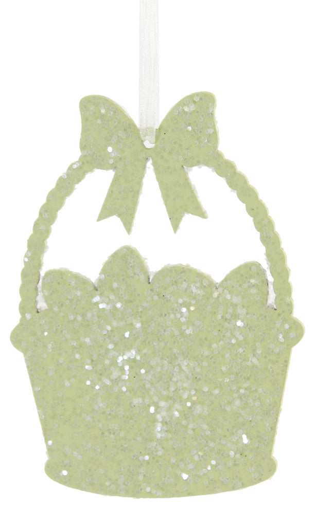 Holiday Egg Basket Glittered Ornament Wood Easter Laser Cut Rl1709