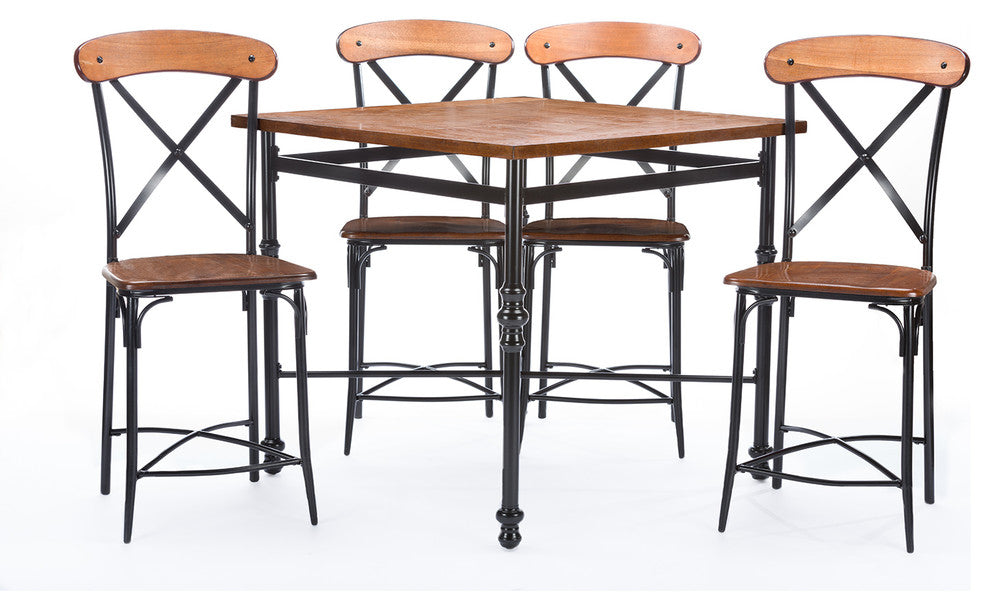 Broxburn Light Brown Wood and Metal Pub Table