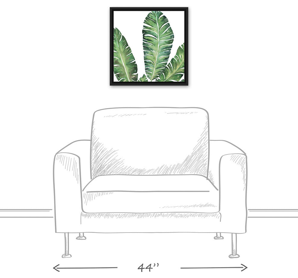 Banana Leaves 16x16 Black Floating Framed Canvas