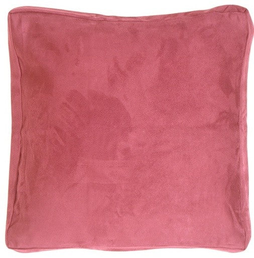 Pillow Decor, Box Edge Royal Suede Pink Throw Pillow, 16"x16"