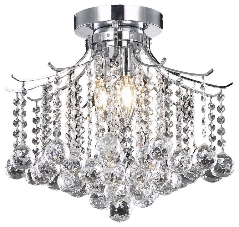 Amelia 3-Light Flush Mount, Chrome With Clear Royal Cut Crystal