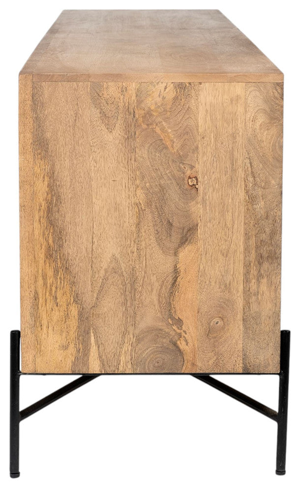 78" Brown Solid Wood Sideboard with Four Doors
