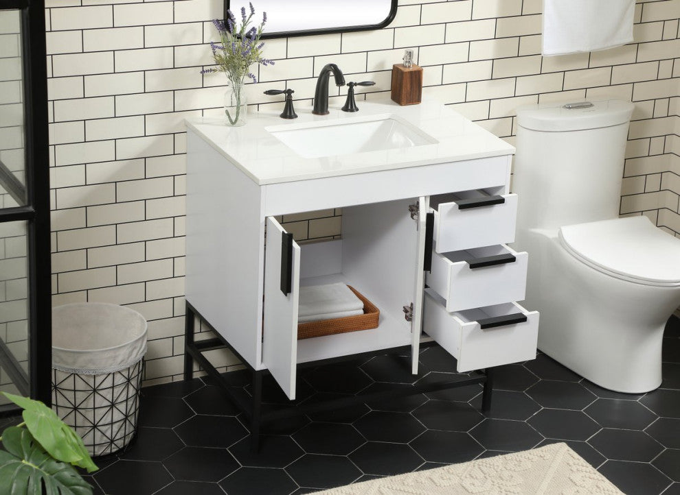 Home Living 22" Modern White-Light Bathroom Vanity