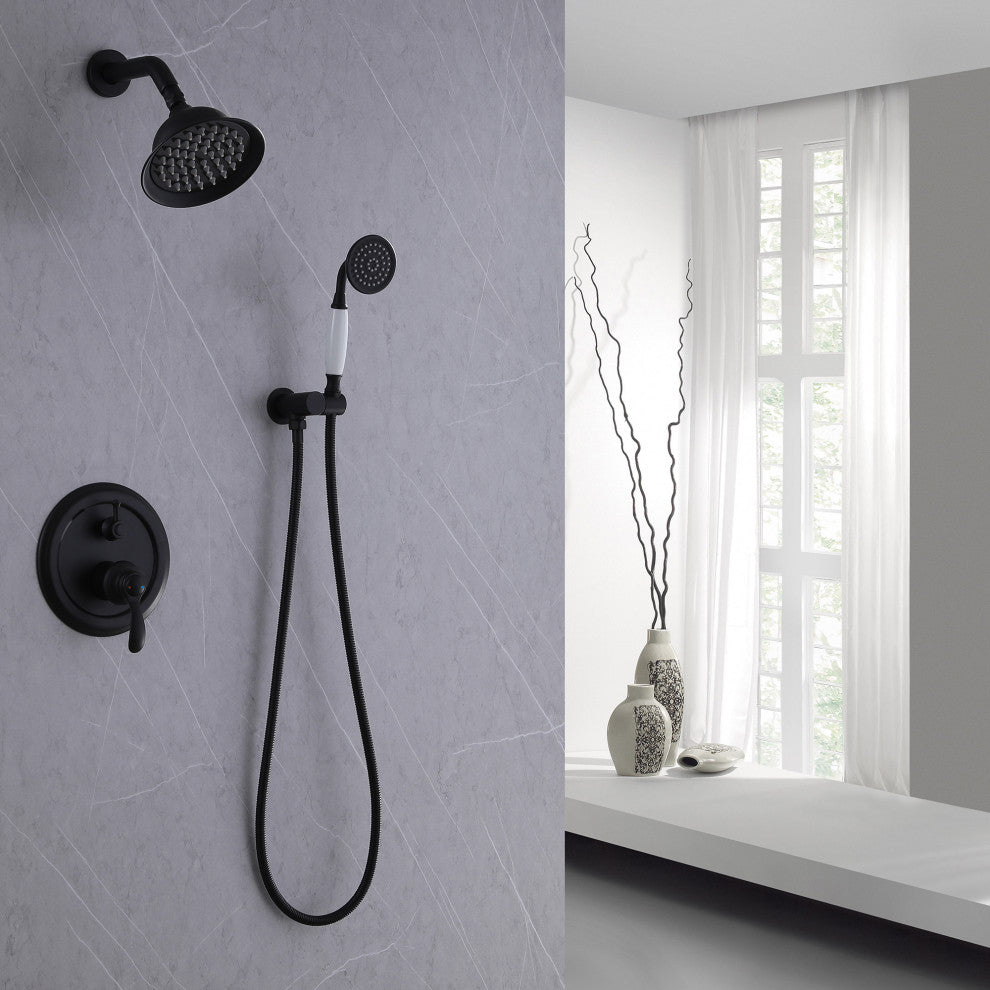 Wall Mounted Pressure Balance Shower System-Includes Rough-in Valve, Matte Black