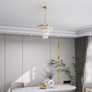 Abigil Gold 4-light Crystal Glass Prism 4-tier Chandelier