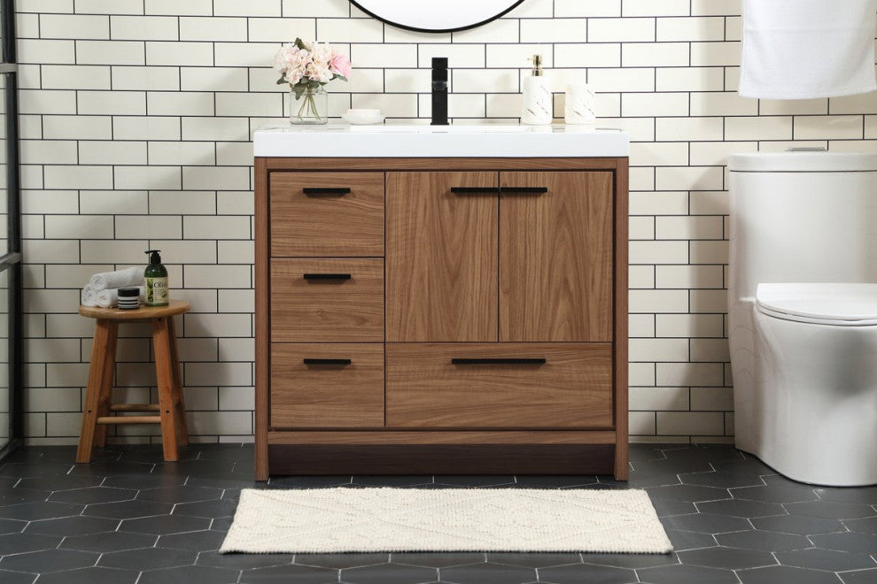 Walker Walnut Brown-Light Bathroom Vanity, Walnut Brown, 36"