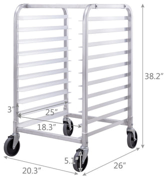Costway 10 Sheet Aluminum Bakery Rack Commercial Cookie Bun Pan Kitchen w/Wheel