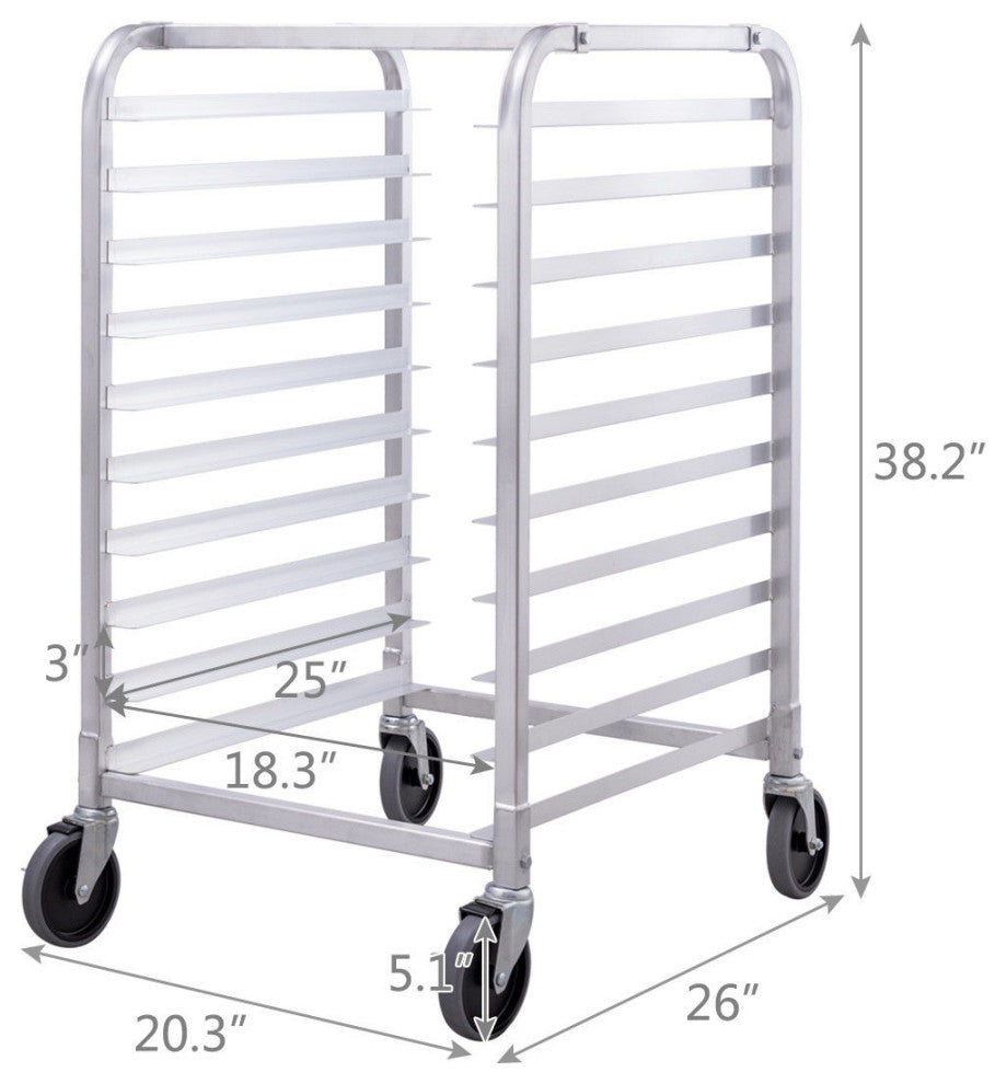 Costway 10 Sheet Aluminum Bakery Rack Commercial Cookie Bun Pan Kitchen w/Wheel