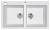 ELEGANCE 34" Drop-In Double-Bowl Granite Sink in Milk White