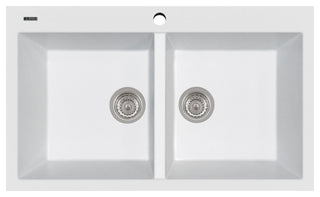 ELEGANCE 34" Drop-In Double-Bowl Granite Sink in Milk White