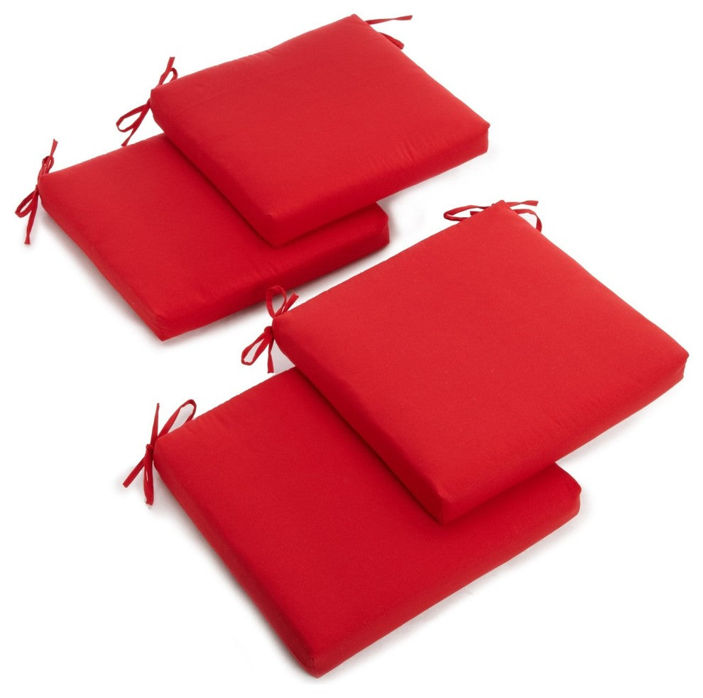 20"x19" Twill Chair Cushion, Set of 4, Red